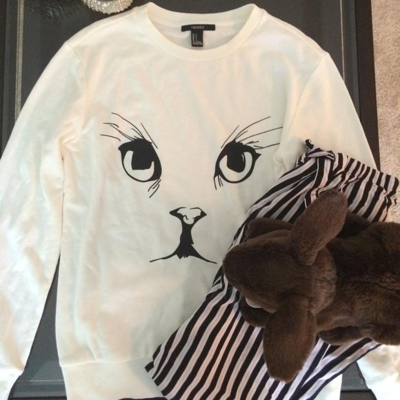 NWOT Forever 21 Cat Sweatshirt - Picture 2 of 3